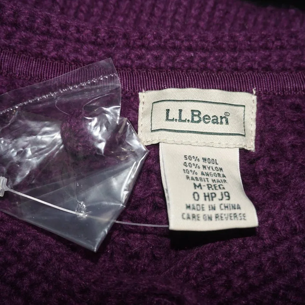 Vintage LL Bean Purple Wool Angora Knit Cardigan Sweater - Picture 6 of 8